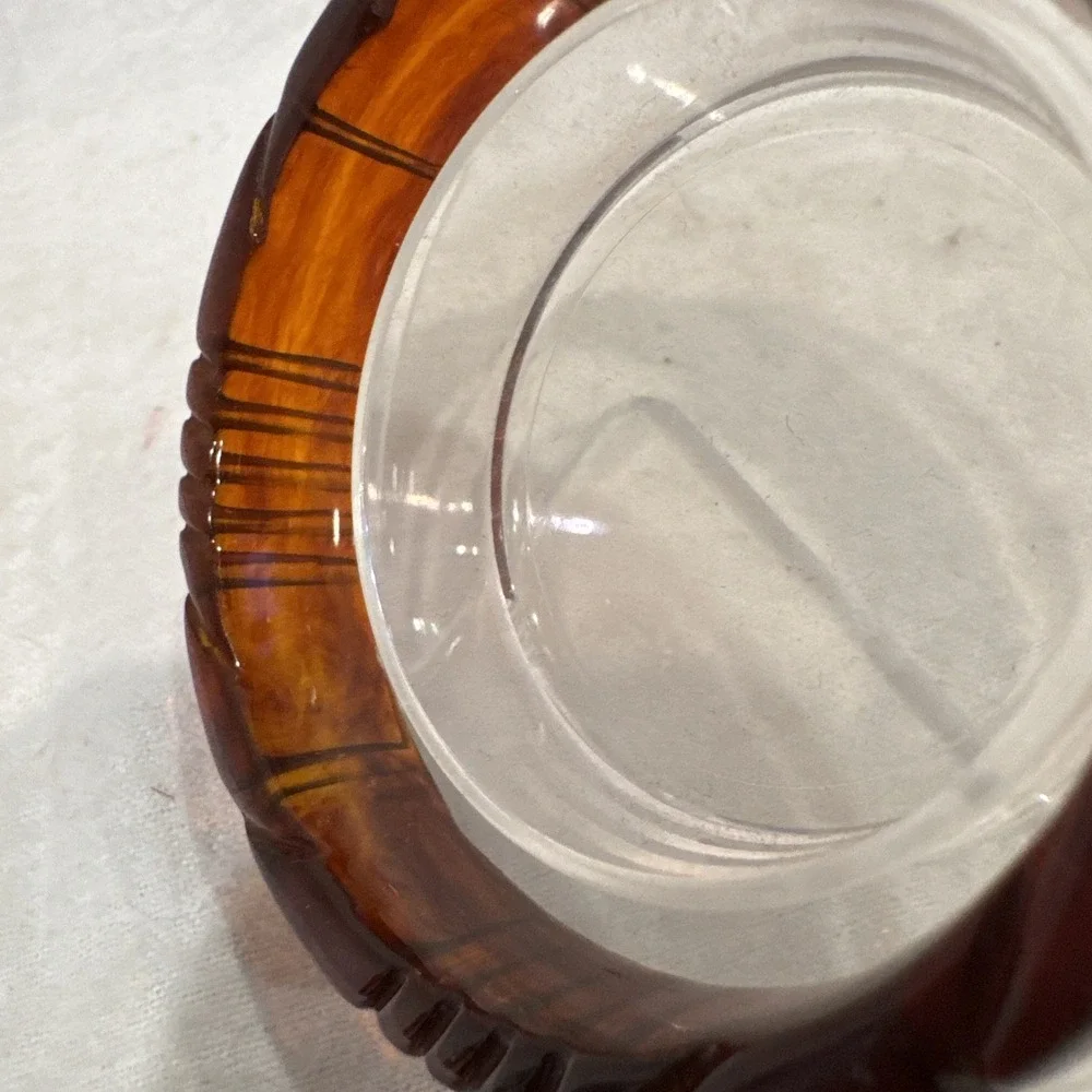 1950s Art Deco‎ Deep Carved Rootbeer Bakelite Bangle Bracelet 2.5